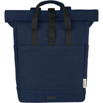 Sac à dos pour ordinateur portable Joey de 15 L en toile recyclée GRS 15 pouces avec dessus enroulable