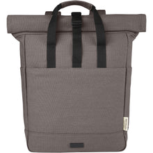 Sac à dos pour ordinateur portable Joey de 15 L en toile recyclée GRS 15 pouces avec dessus enroulable