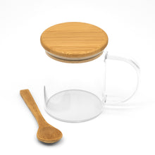 COCO Glass mug with lid and bamboo spoon