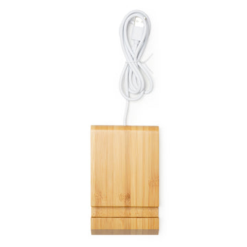 GAMMA Wireless charger with holder for mobile phones and tablets made of bamboo