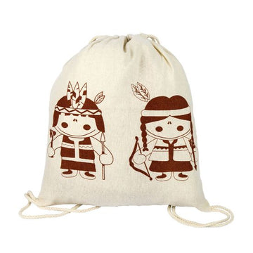 Cotton backpack with child design & rope handles indian